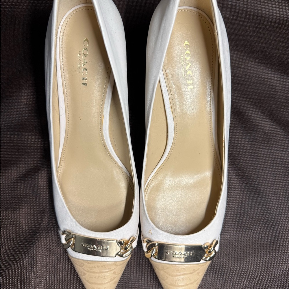 Coach Tan and White Heels with Timeless Elegance